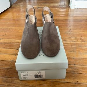 Sole Society Dark Taupe Suede Open-Heel Booties. Size 9